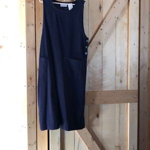 Navy blue pinstripes sleeveless dress
